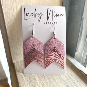 Beautiful Handmade Leather Chevron Earrings